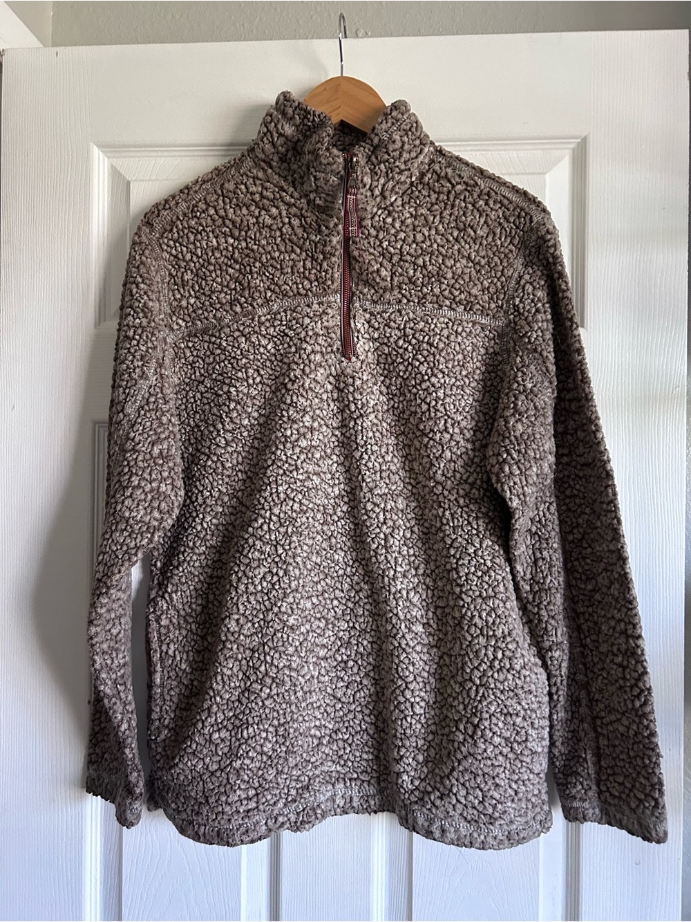 Alpine Sherpa Women’s Brown Quarter Zip Fleece Pullover Size Medium